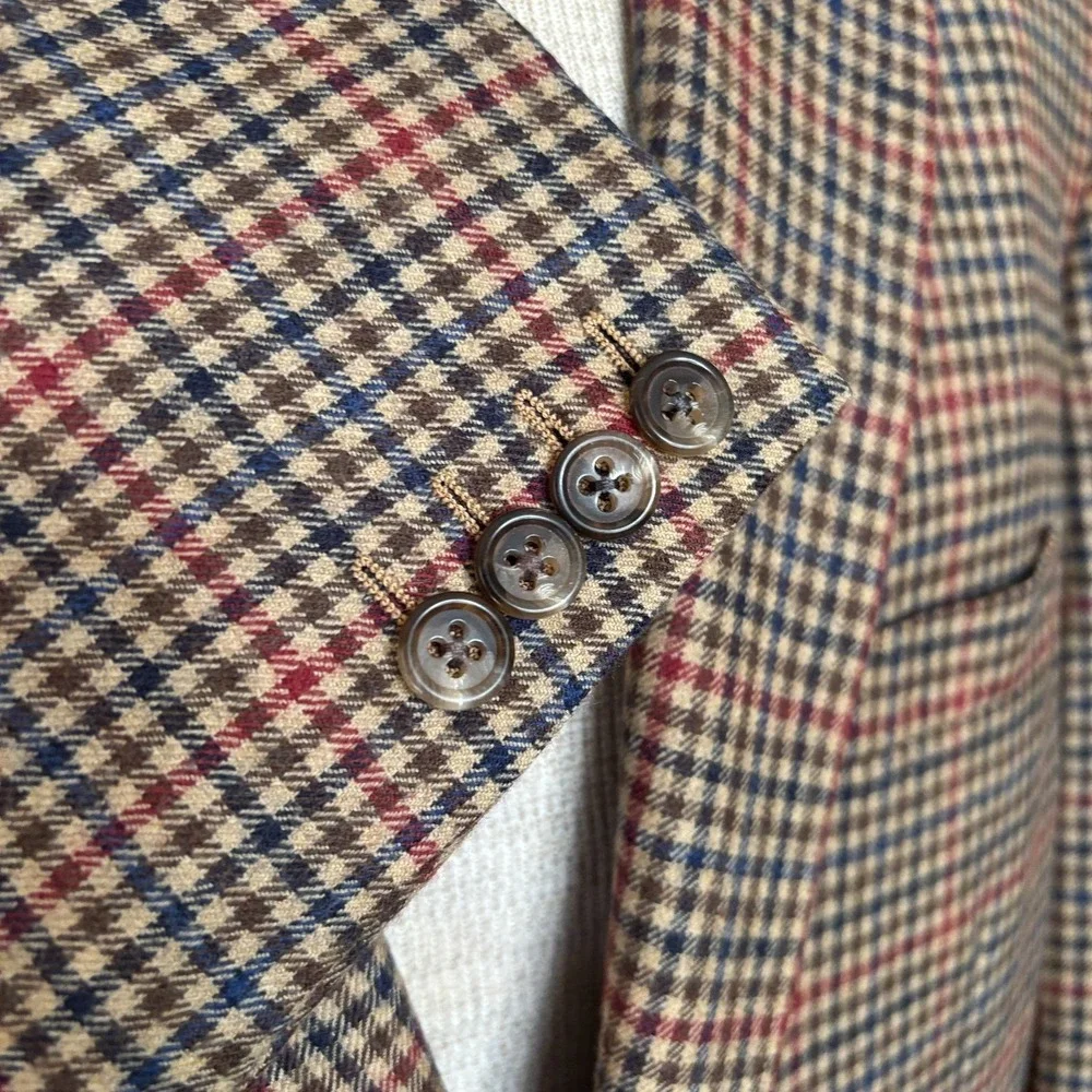 Holland & Sherry Royal Classic Houndstooth Wool‎ Blazer Premium Tom James 46L